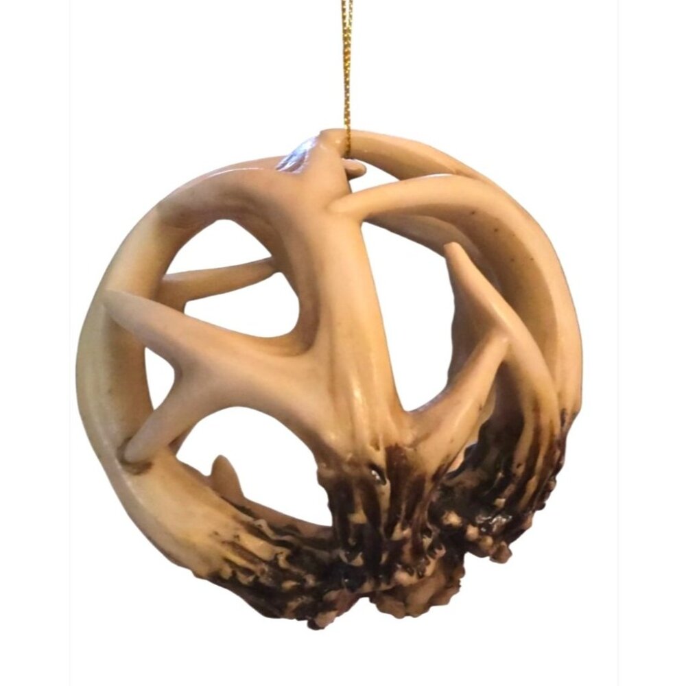 Buck Elk Deer Entwined Antler Decorative Ball Accent/ Ornament